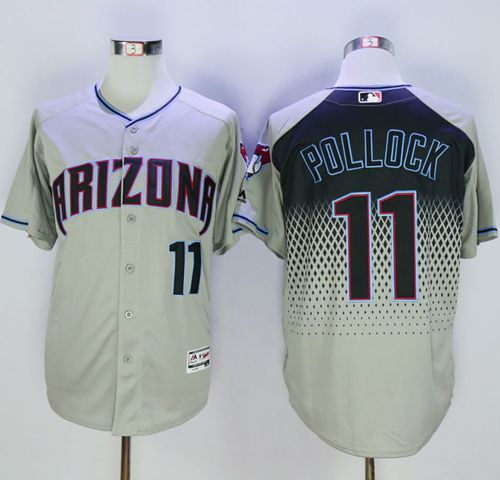 Diamondbacks #11 A. J. Pollock Gray/Capri New Cool Base Stitched MLB Jersey